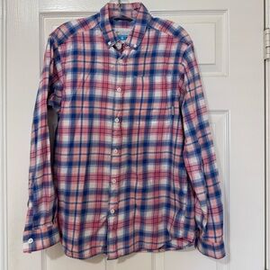 Columbia Men’s Small Out & Back L/S Button Down Shirt Blue Pink Plaid Cotton